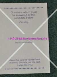West End Working - Passing Question Card - Click Image to Close
